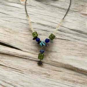 Artisan Holiday Bell Gems Beaded Necklace